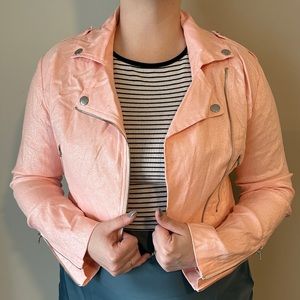 Collectif Pink Glitter Biker Jacket